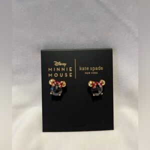 NWT Kate Spade x Disney Minnie Mouse rhinestone earrings, studs. Black/Red/Gold